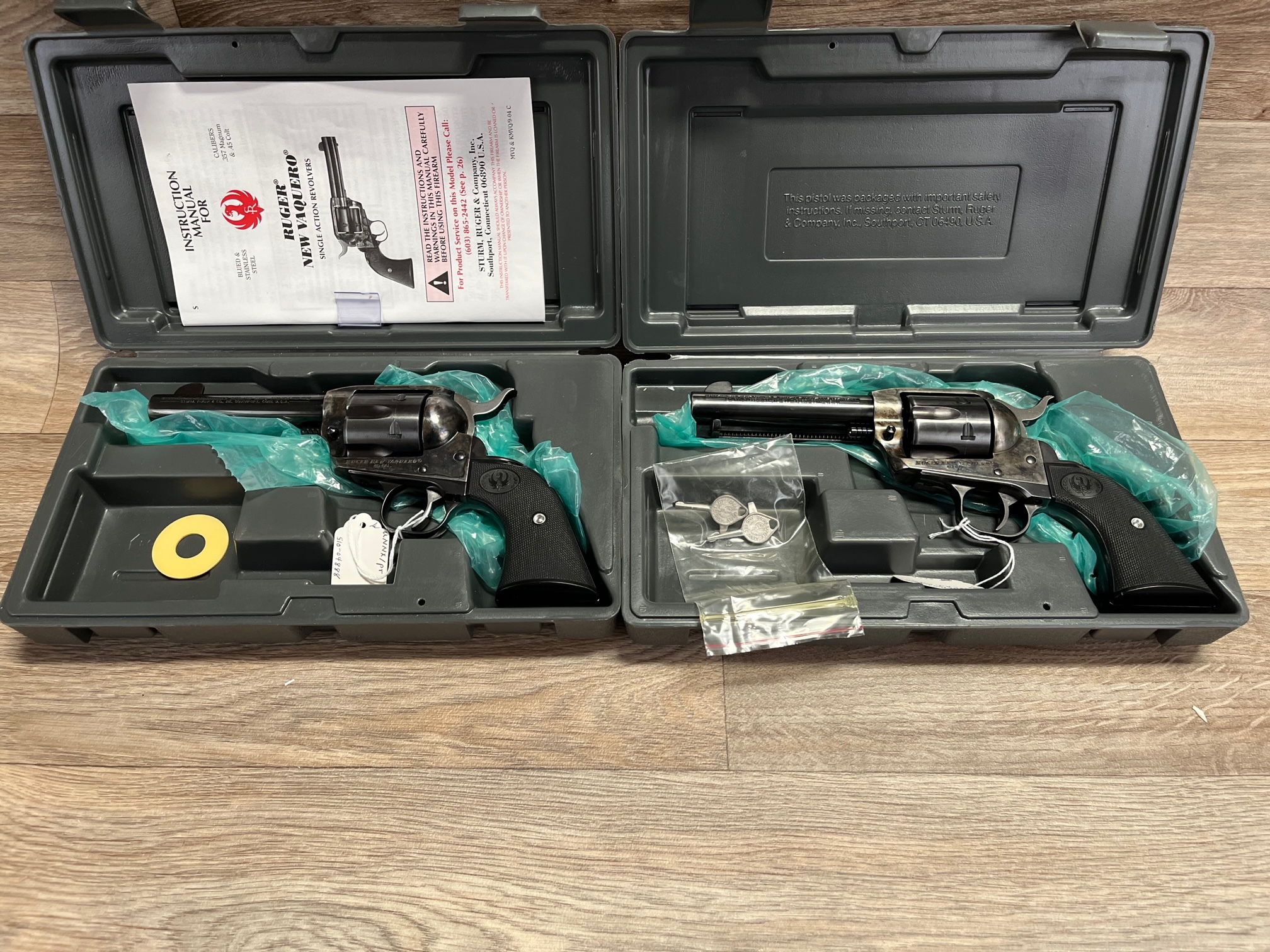 SOLD Ruger New Vaquero .45 Colt pair Palo Verde Gunworks